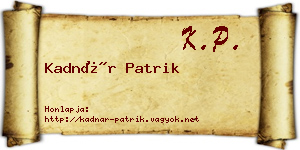 Kadnár Patrik névjegykártya