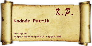 Kadnár Patrik névjegykártya